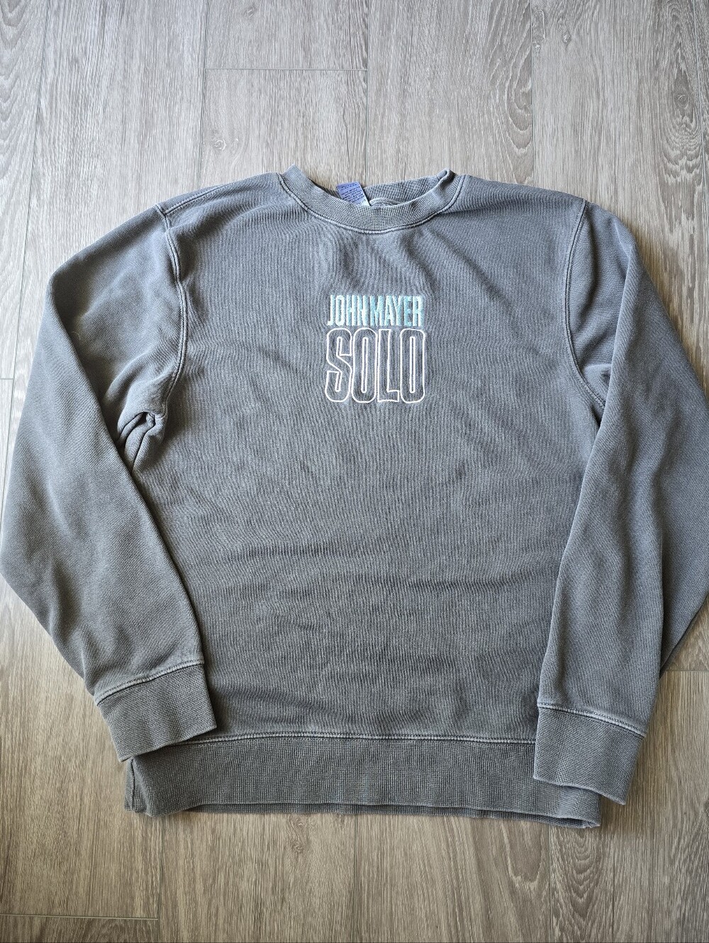 John Mayer SOLO Tour 2023 Embroidered Crewneck Sweatshirt Gray Concert Merch S